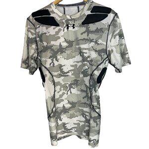 Under Armour Men's L Army Of‎ 11 Padded Football Shirt White Gray Camouflage